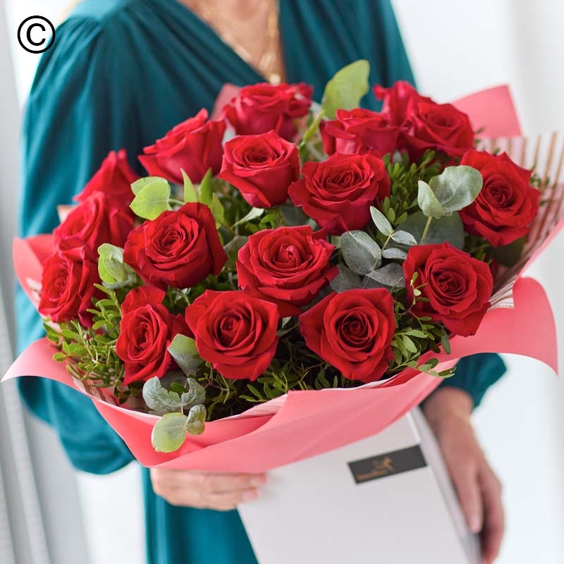 Valentines Red Rose Hand tied